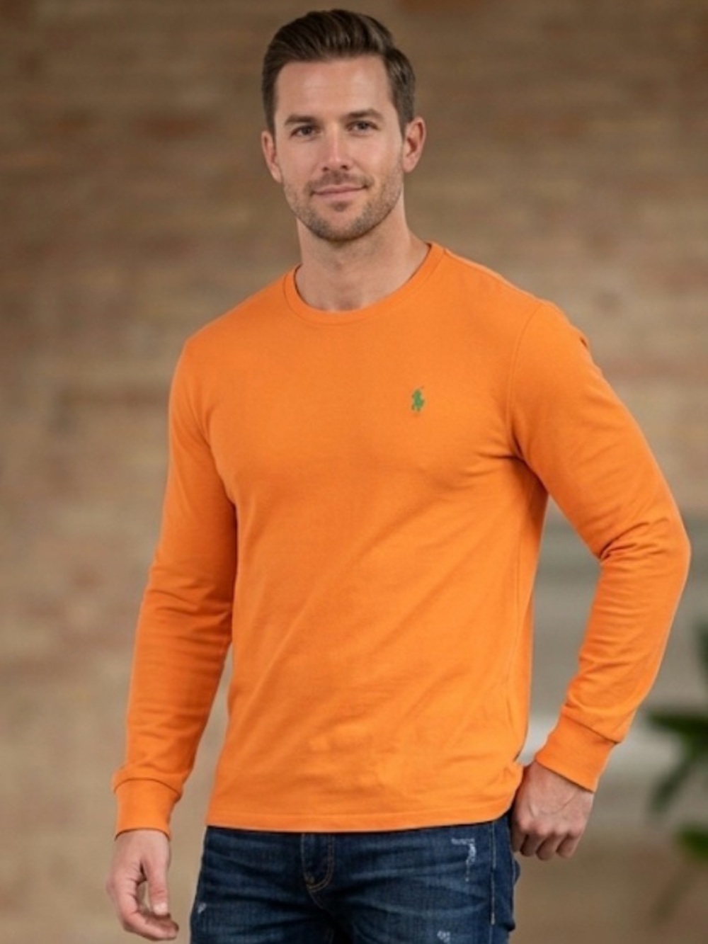 Polo Ralph Lauren Men’s Long Sleeve Orange T Shirt Medium  M
